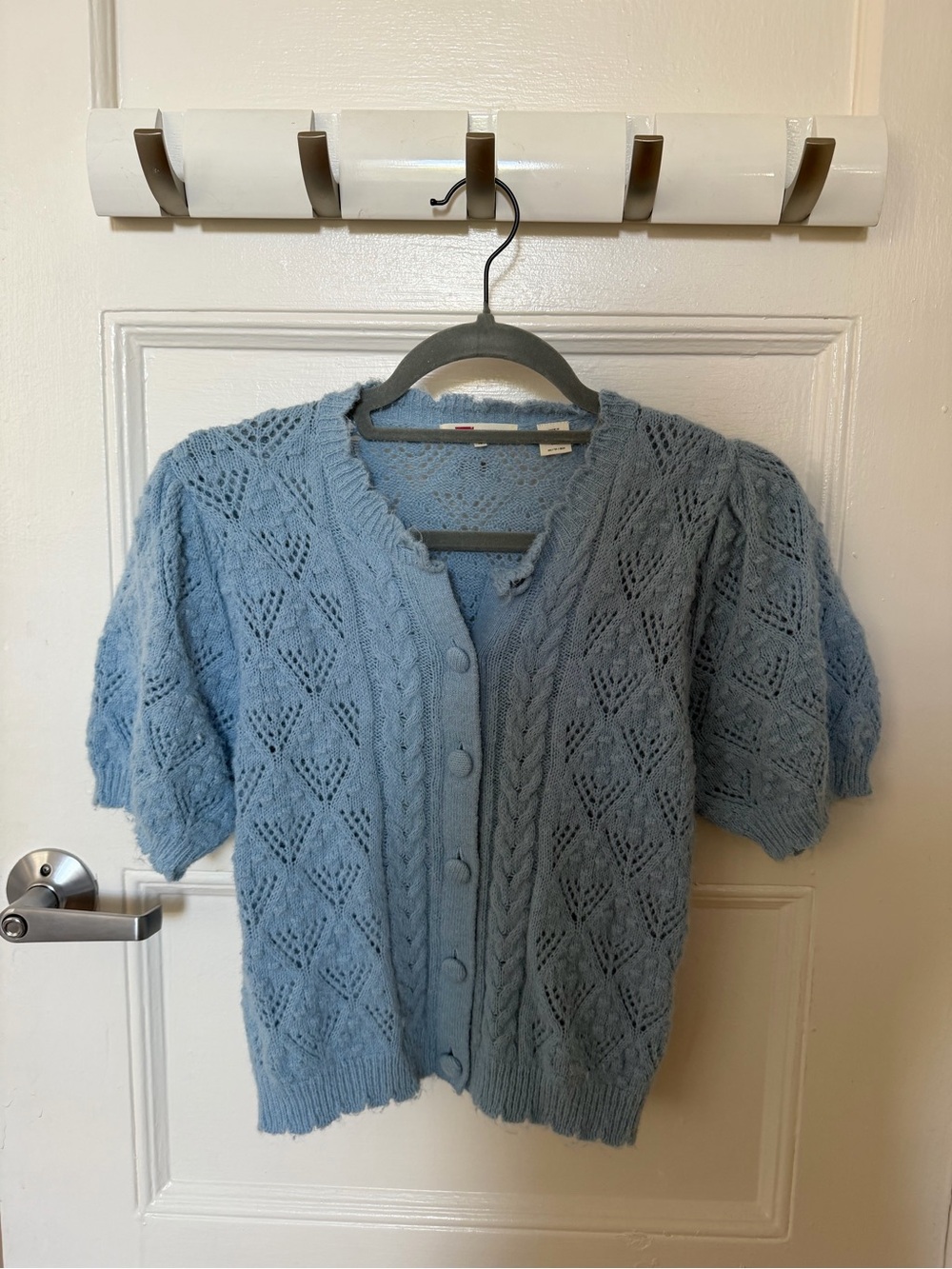 Levi’s Blue Knit Short-Sleeve Cardigan Sweater